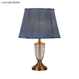 Modernist Blue Crystal Fabric Table Light Desk Lamp Hand-Cut 1 Bulb