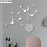 Modernist Branch Metal Wall Light Sconce With 16 Bulbs Led White Finish