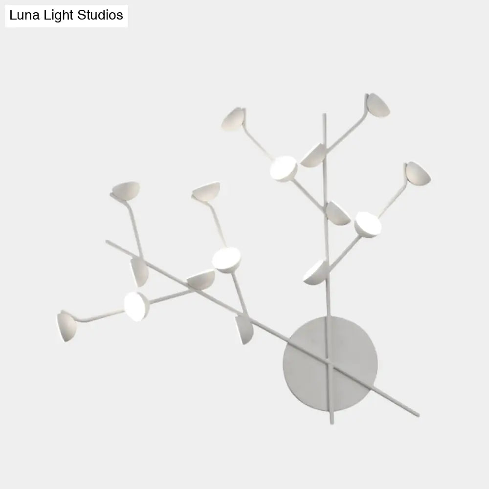 Modernist Branch Metal Wall Light Sconce With 16 Bulbs Led White Finish