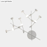 Modernist Branch Metal Wall Light Sconce With 16 Bulbs Led White Finish