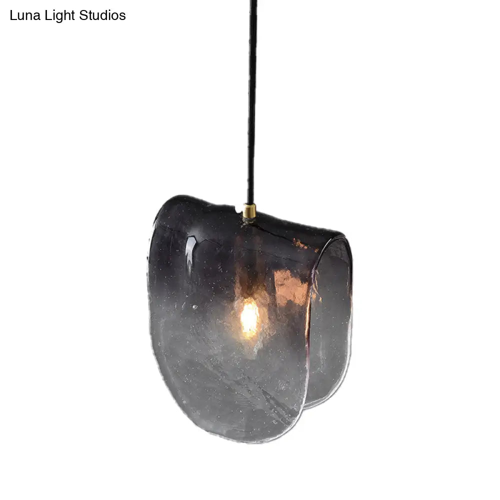Modernist Brass Pendant Lighting With Curve Water Glass Ceiling Light - Ideal For Restaurants