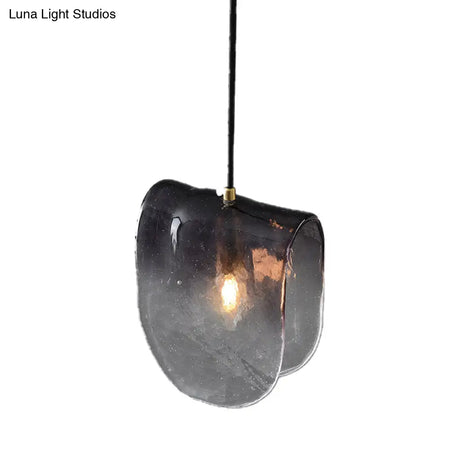 Modernist Brass Pendant Lighting With Curve Water Glass Ceiling Light - Ideal For Restaurants