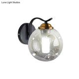 Modernist Bubbly Wall Sconce In Amber/Smoke Gray Glass - Drawing Room Light Mounted Black/Gold