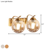 Modernist Bubbly Wall Sconce In Amber/Smoke Gray Glass - Drawing Room Light Mounted Black/Gold
