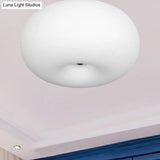Modernist Ceiling Flush Mount Light With Glass Lampshade For Balcony - White Obong 3 Sizes Available