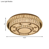 Modernist Chrome Led Ceiling Lamp With Beveled Crystal For Sleeping Room