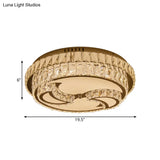 Modernist Chrome Led Ceiling Lamp With Beveled Crystal For Sleeping Room