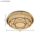 Modernist Chrome Led Ceiling Lamp With Beveled Crystal For Sleeping Room