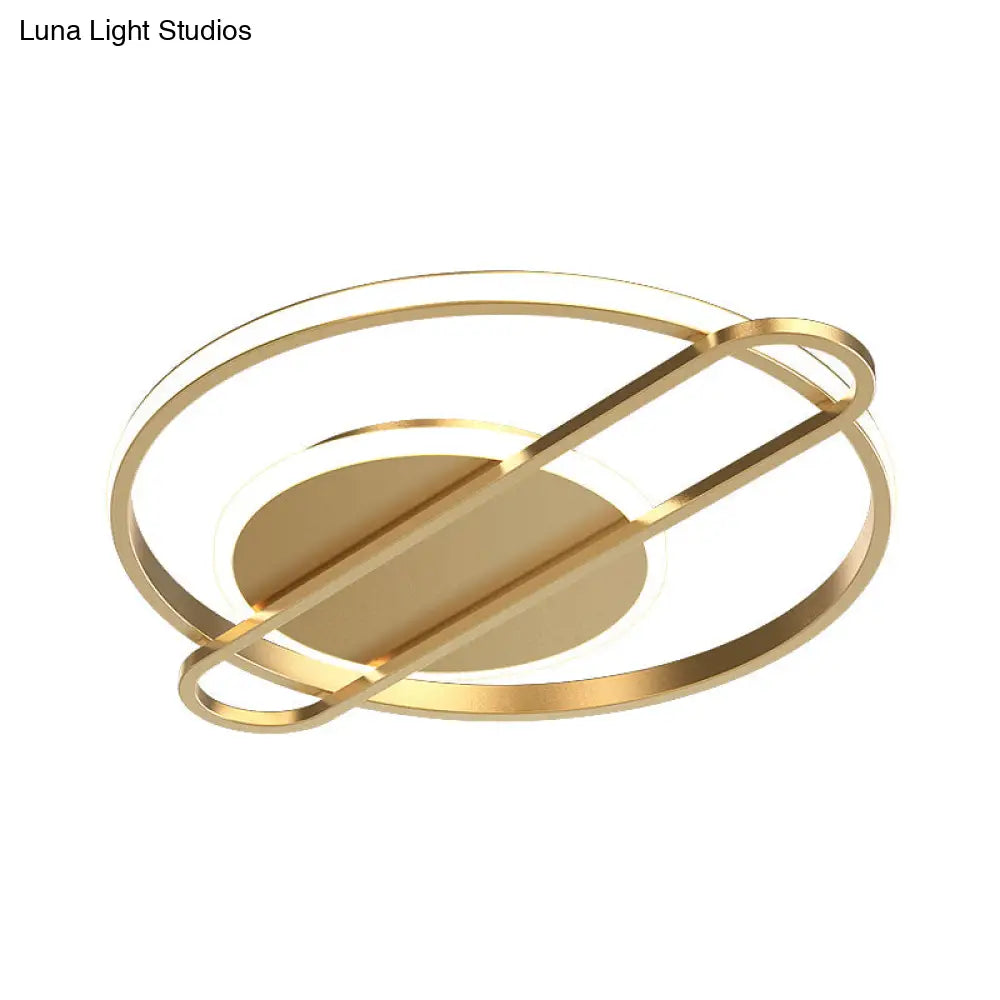 Modernist Circle Thin Flush Mount Led Ceiling Light Fixture - Black/Gold/White 16.5’/20.5’ Wide