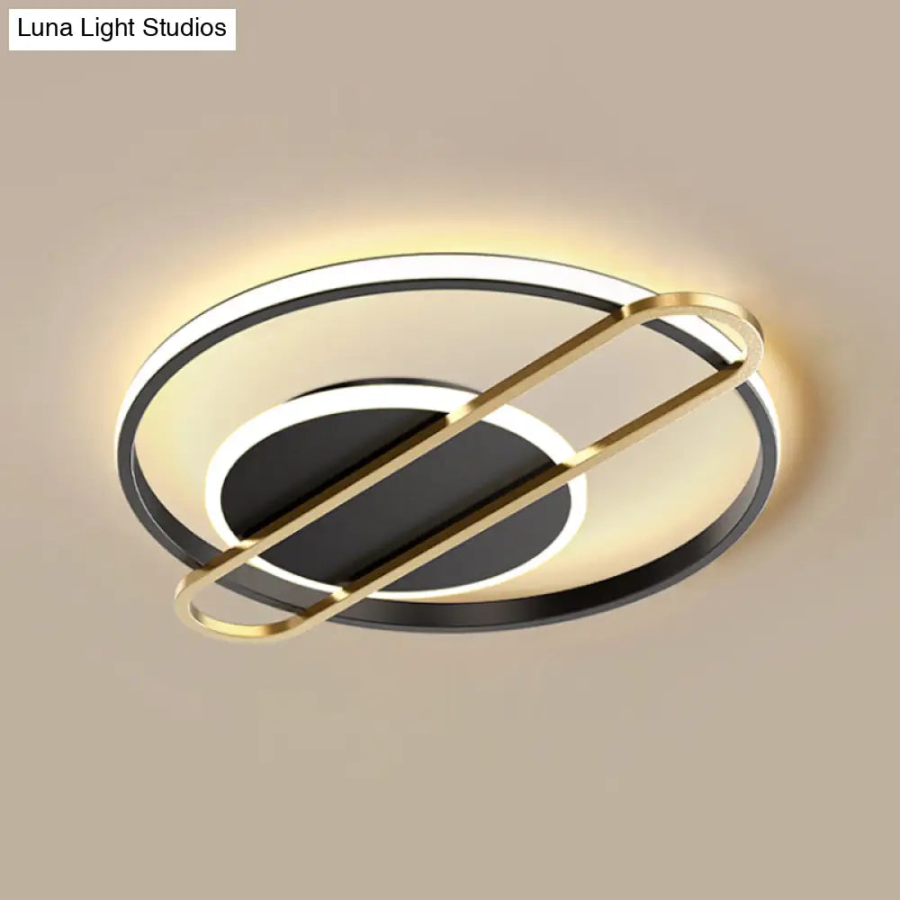 Modernist Circle Thin Flush Mount Led Ceiling Light Fixture - Black/Gold/White 16.5’/20.5’ Wide
