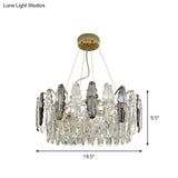 Modernist Clear And Smoke Gray Crystal Chandelier Light - 2 Tiers Suspension 6 Heads