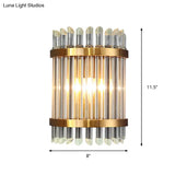 Modernist Clear Crystal 1-Light Wall Mounted Lamp With Gold Finish For Living Room