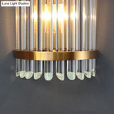 Modernist Clear Crystal 1-Light Wall Mounted Lamp With Gold Finish For Living Room