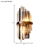 Modernist Clear Crystal Prism Sconce Lighting: 1-Light Black Wall Mounted Lamp For Bedside