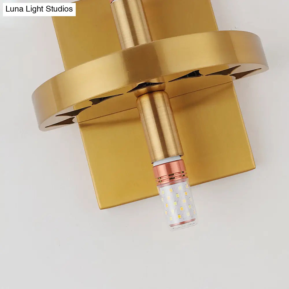 Modernist Clear Crystal Prism Wall Sconce With 2 Lights - Brass Finish
