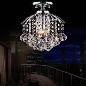 Modernist Crystal Cascade Porch Flush Mount Ceiling Light Chrome