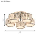 Modernist Crystal Drum Flush Mount Ceiling Lamp In Chrome Finish