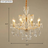 Modernist Crystal Glass Candlestick Chandelier Pendant Lamp - 6/8 Bulb Gold Ceiling Fixture For