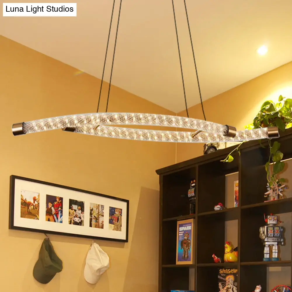 Modernist Crystal Gold Led Rope Pendant Chandelier - Stunning Living Room Ceiling Light Fixture