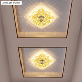 Modernist Crystal Led Ceiling Fixture With Scalloped Square Design – Sleek Flush Mount Lighting