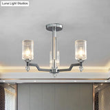 Modernist Crystal Semi Flush Ceiling Light - 3/6-Head Mount In Chrome