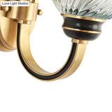 Modernist Crystal Shade Brass Wall Sconce For Living Room - 1/2-Light Bowl Lighting