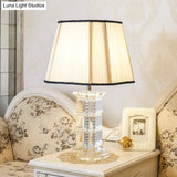 Modernist Crystal Table Lamp - Hand-Cut White Desk Light