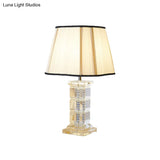 Modernist Crystal Table Lamp - Hand-Cut White Desk Light