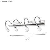 Modernist Crystal Vanity Wall Sconce With Gooseneck Arm - Clear Cylinder Shape 3 Lights 12.5/18 W