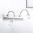 Modernist Crystal Vanity Wall Sconce With Gooseneck Arm - Clear Cylinder Shape 3 Lights 12.5/18 W