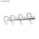 Modernist Crystal Vanity Wall Sconce With Gooseneck Arm - Clear Cylinder Shape 3 Lights 12.5/18 W
