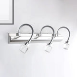 Modernist Crystal Vanity Wall Sconce With Gooseneck Arm - Clear Cylinder Shape 3 Lights 12.5/18 W