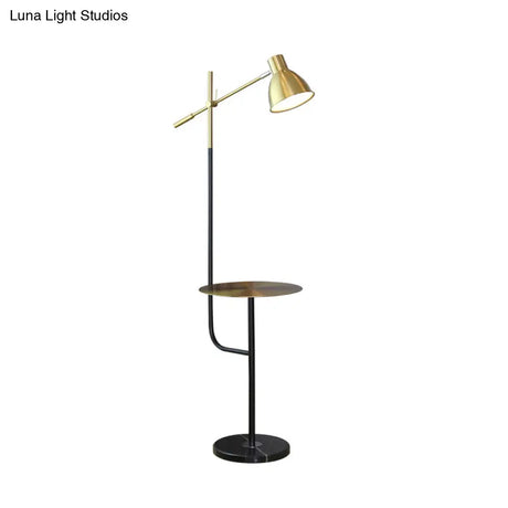 Modernist Dome Floor Lamp With Balance Arm - Gold/Black