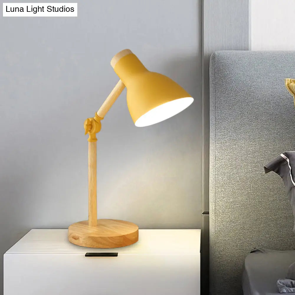 Modernist Domed Metal Desk Light - Rotatable Reading Lamp For Study Room In White/Pink/Yellow And