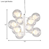 Modernist Double Bubble Chandelier - White | 9 Bulbs Translucent Glass Suspension Pendant
