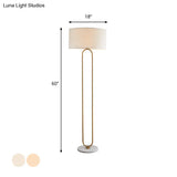 Modernist Drum Fabric Shade Floor Lamp With Single Light - Beige/Flaxen Reading For Living Room