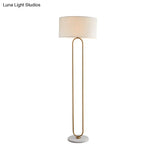 Modernist Drum Fabric Shade Floor Lamp With Single Light - Beige/Flaxen Reading For Living Room