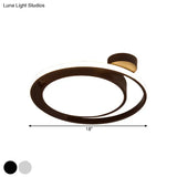 Modernist Drum Ring Ceiling Flush Mount Lighting In Black/White With Led 18’/21.5’ Width -
