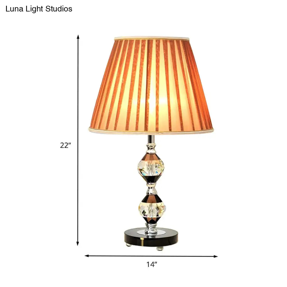 Modernist Fabric Conical Shade Table Lamp: Small Black Bedside Desk Light With 1 Bulb