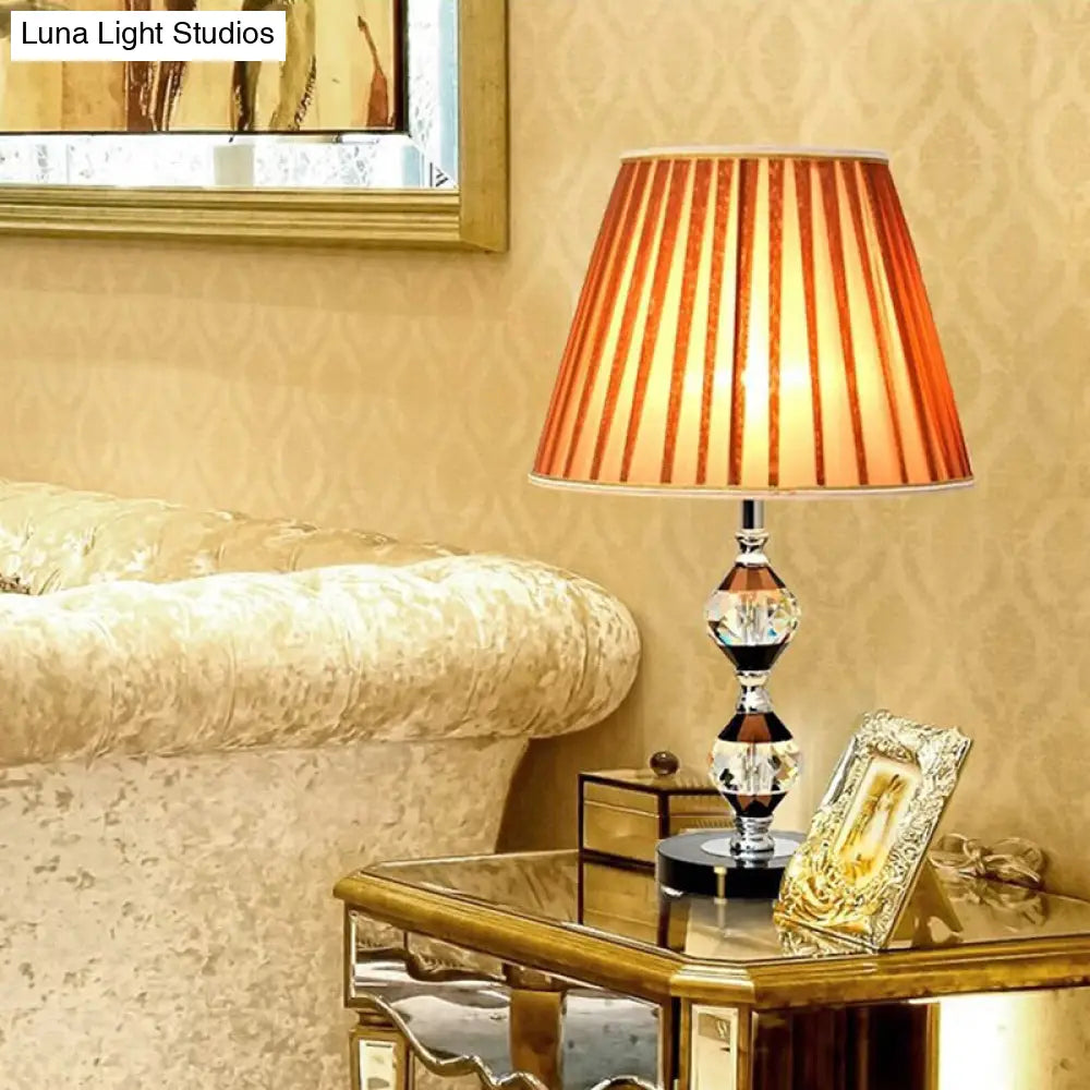 Modernist Fabric Conical Shade Table Lamp: Small Black Bedside Desk Light With 1 Bulb