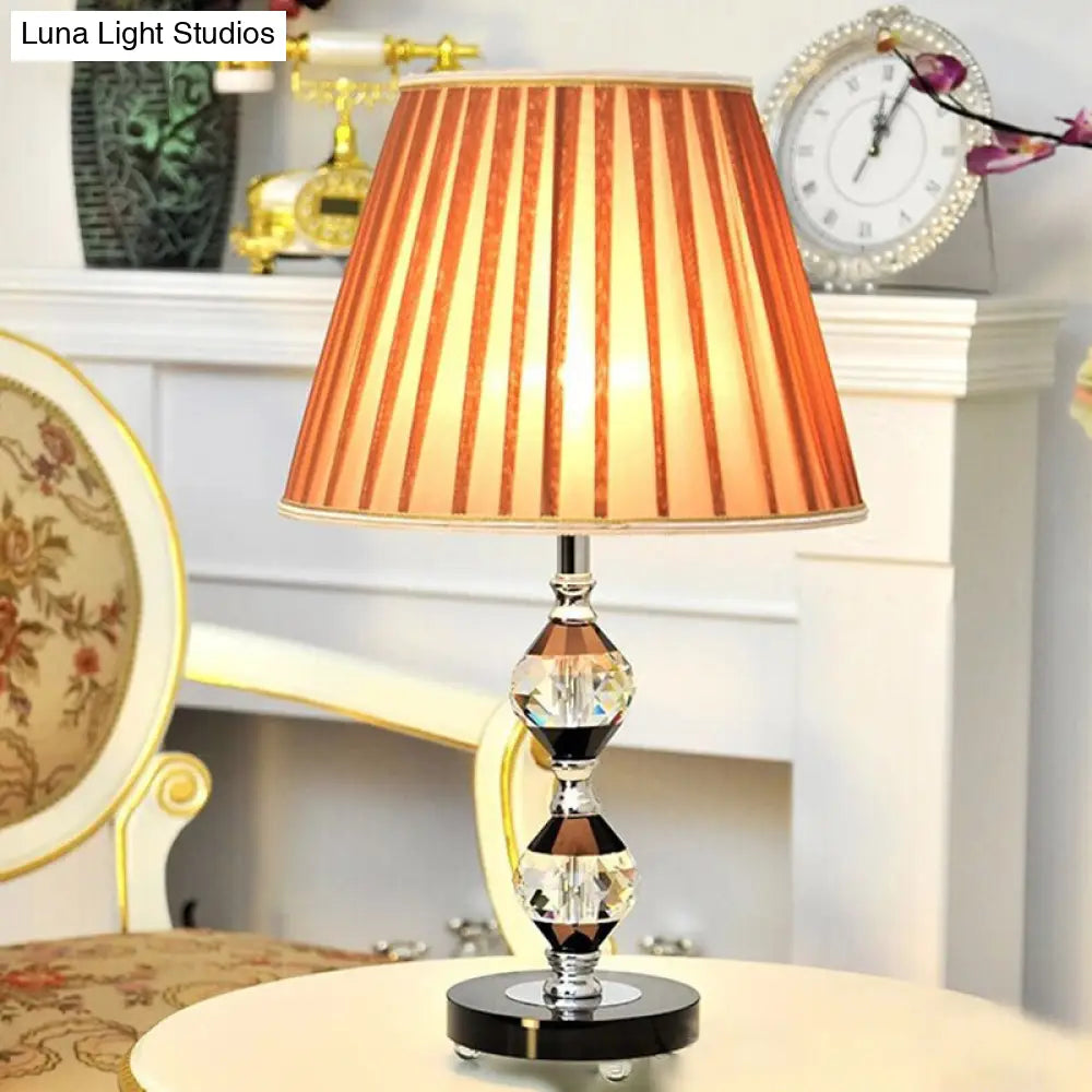Modernist Fabric Conical Shade Table Lamp: Small Black Bedside Desk Light With 1 Bulb