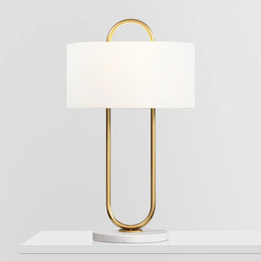Modernist Fabric Table Lamp With Marble Base - Drum Task Lighting 1 Head 13/15 Wide White / 13