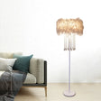 Modernist Feather White Standing Floor Lamp With Crystal Drapes