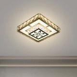 Modernist Flush Mount Led Crystal Ceiling Light In White With Flower Pattern Warm/White
