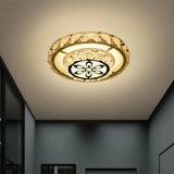 Modernist Flush Mount Led Crystal Ceiling Light In White With Flower Pattern Warm/White / Warm Round