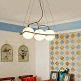 Modernist Frosted Glass Globe Pendant Light - 3/4 Lights Black Frame Ceiling Hang Fixture 3 /