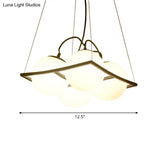 Modernist Frosted Glass Globe Pendant Light - 3/4 Lights Black Frame Ceiling Hang Fixture