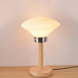 Modernist Frosted Glass Night Table Light - Globe/Cylinder/Square Design Wood Lamp For Bedside /