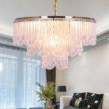 Modernist Frosted Glass Tiered Chandelier Light With Metal Chain - 16/23.5 W 3/8 Lights Gold