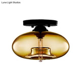 Modernist Glass Flush Ceiling Light Fixture - Oblong Shape 1 Sky Blue/Amber/Smoke Gray/Coffee 11’